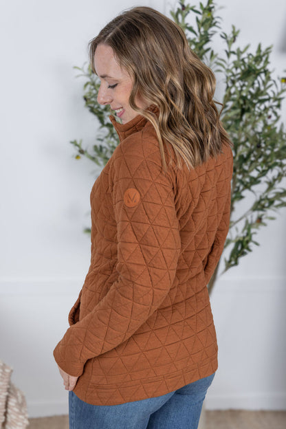 Michelle Mae Geometric Button Snap Pullover - Rust