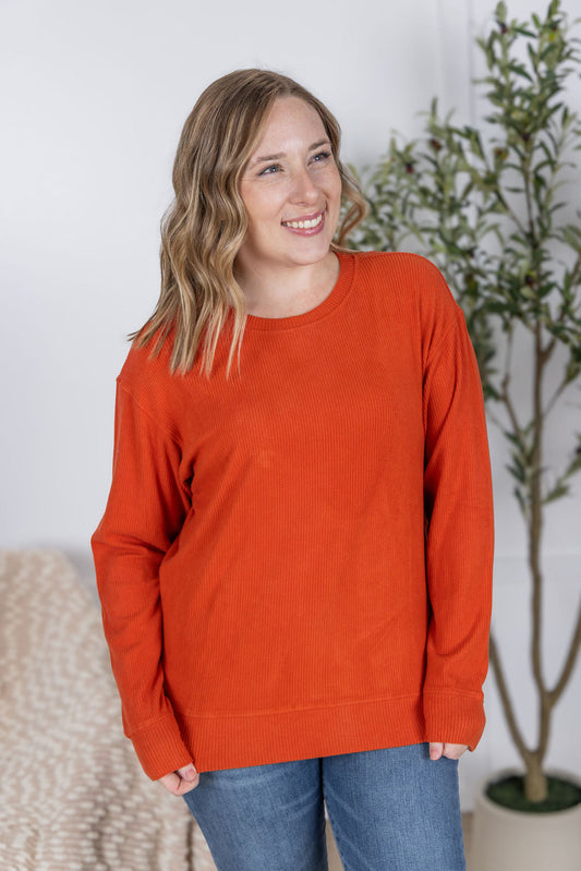 Michelle Mae Corrine Ribbed Pullover Top - Pumpkin