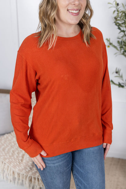 Michelle Mae Corrine Ribbed Pullover Top - Pumpkin
