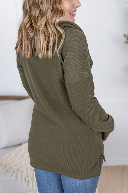 Michelle Mae Kacey Ribbed Hoodie - Olive