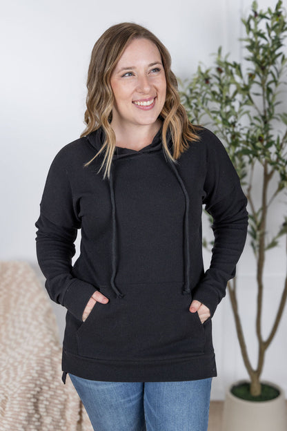 Michelle Mae Kacey Ribbed Hoodie - Black