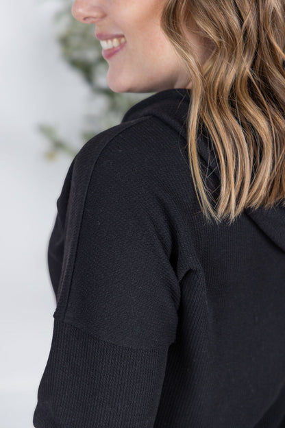 Michelle Mae Kacey Ribbed Hoodie - Black