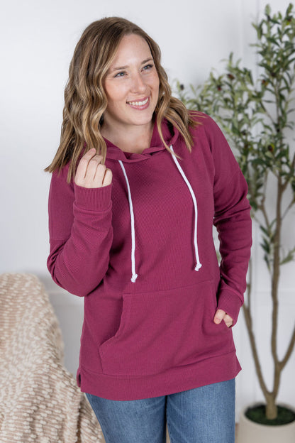 Michelle Mae Kacey Ribbed Hoodie - Mulberry