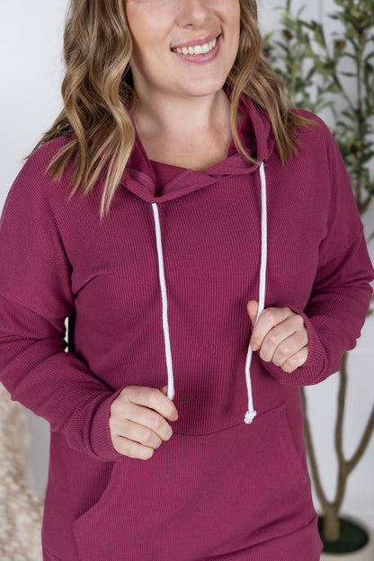 Michelle Mae Kacey Ribbed Hoodie - Mulberry