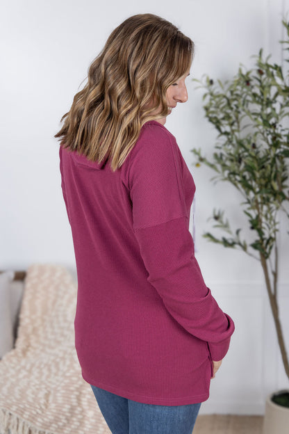 Michelle Mae Kacey Ribbed Hoodie - Mulberry