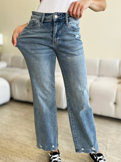 Live Brave Distressed Straight Jeans