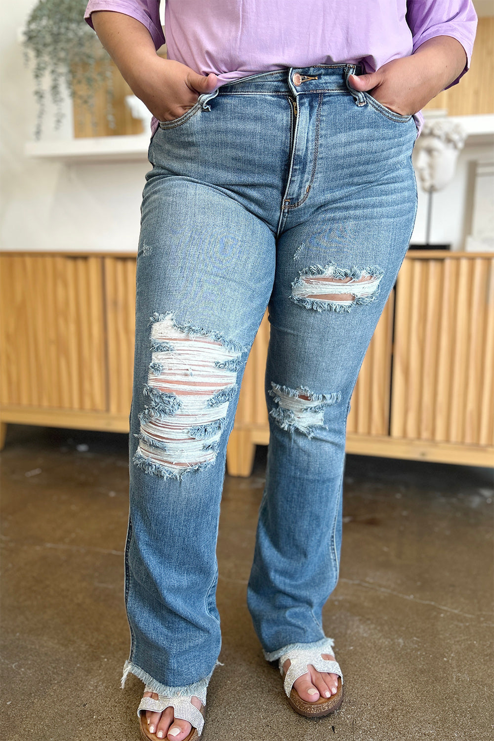 Anita's Raw Hem Bootcut Jeans