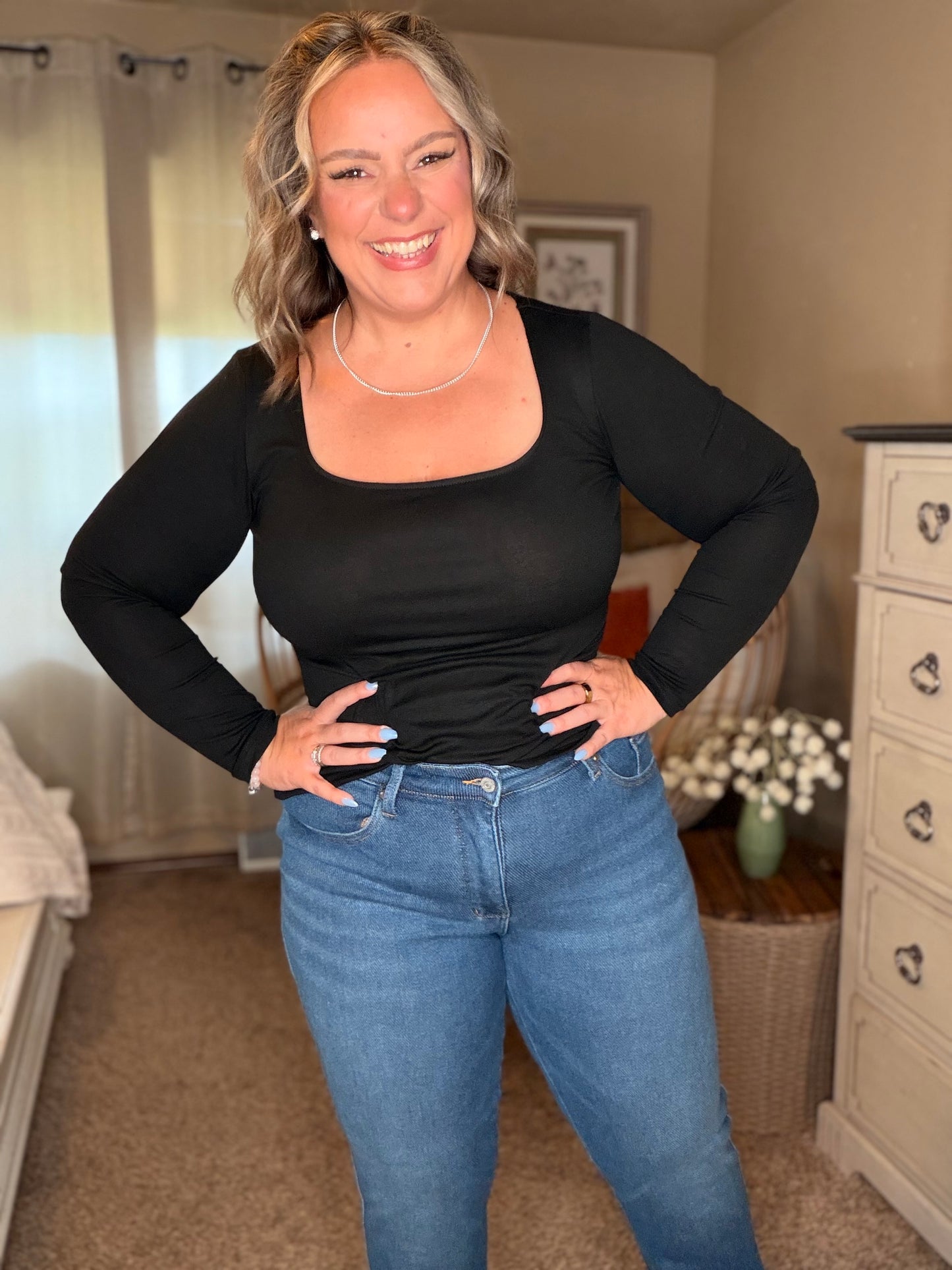 Michelle Mae Alyssa Long Sleeve Top - Black