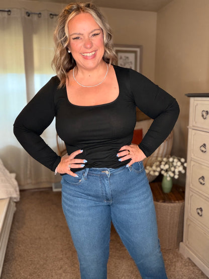 Michelle Mae Alyssa Long Sleeve Top - Black