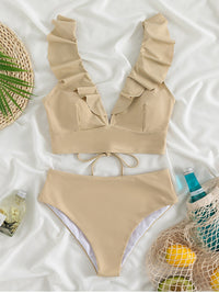 PREORDER- Ruffled V-Neck Sleeveless Two-Piece Swim Set