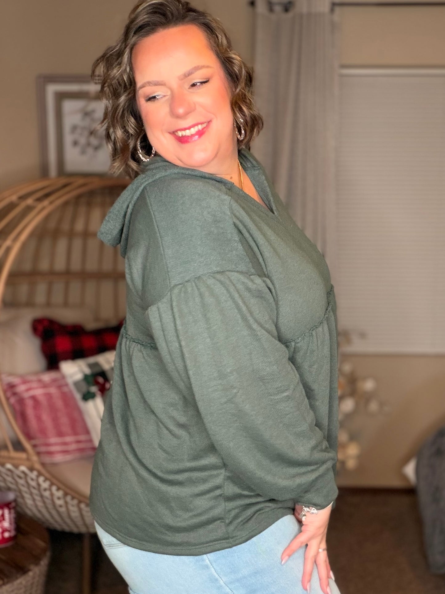 She's Not Wrong Hooded V-Neck Pullover