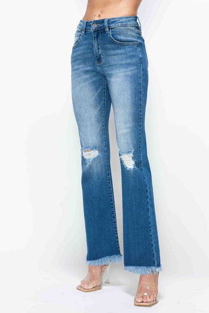 Untamed Flair Raw Hem Bootcut Jeans