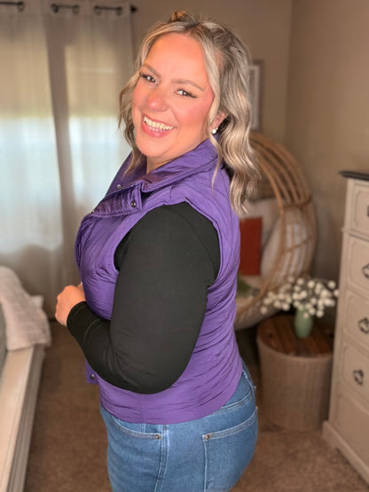 Michelle Mae Remy Zip Up Vest - Purple