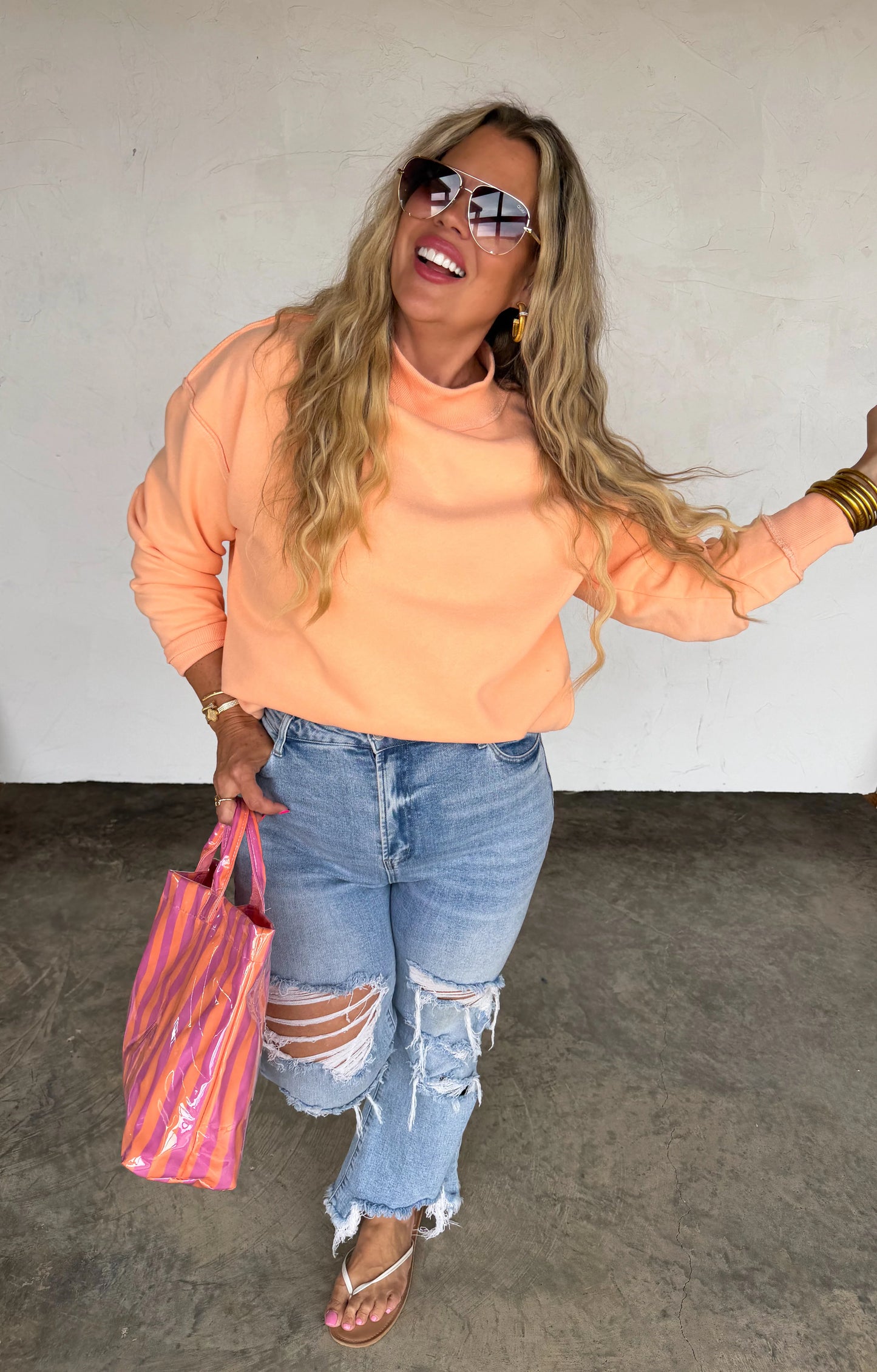 SPRING MOCK NECK POCKET PULLOVER