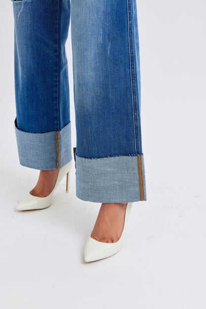 Rebel Chic High-Waist Wide-Leg Jeans