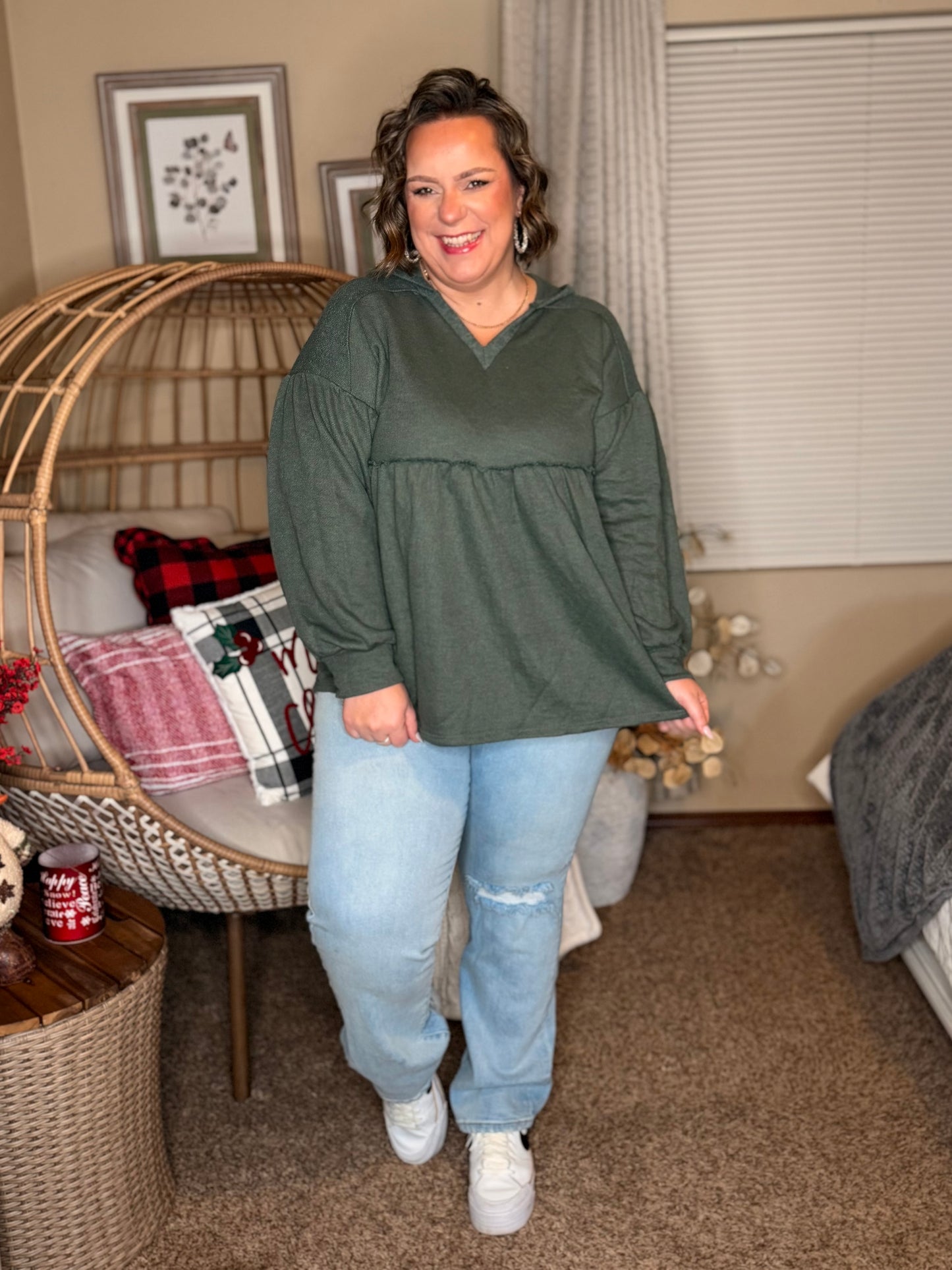 She's Not Wrong Hooded V-Neck Pullover