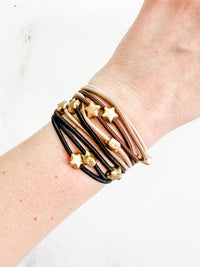 Michelle Mae Hair Tie Bracelet Sets - Neutral Gold Accents