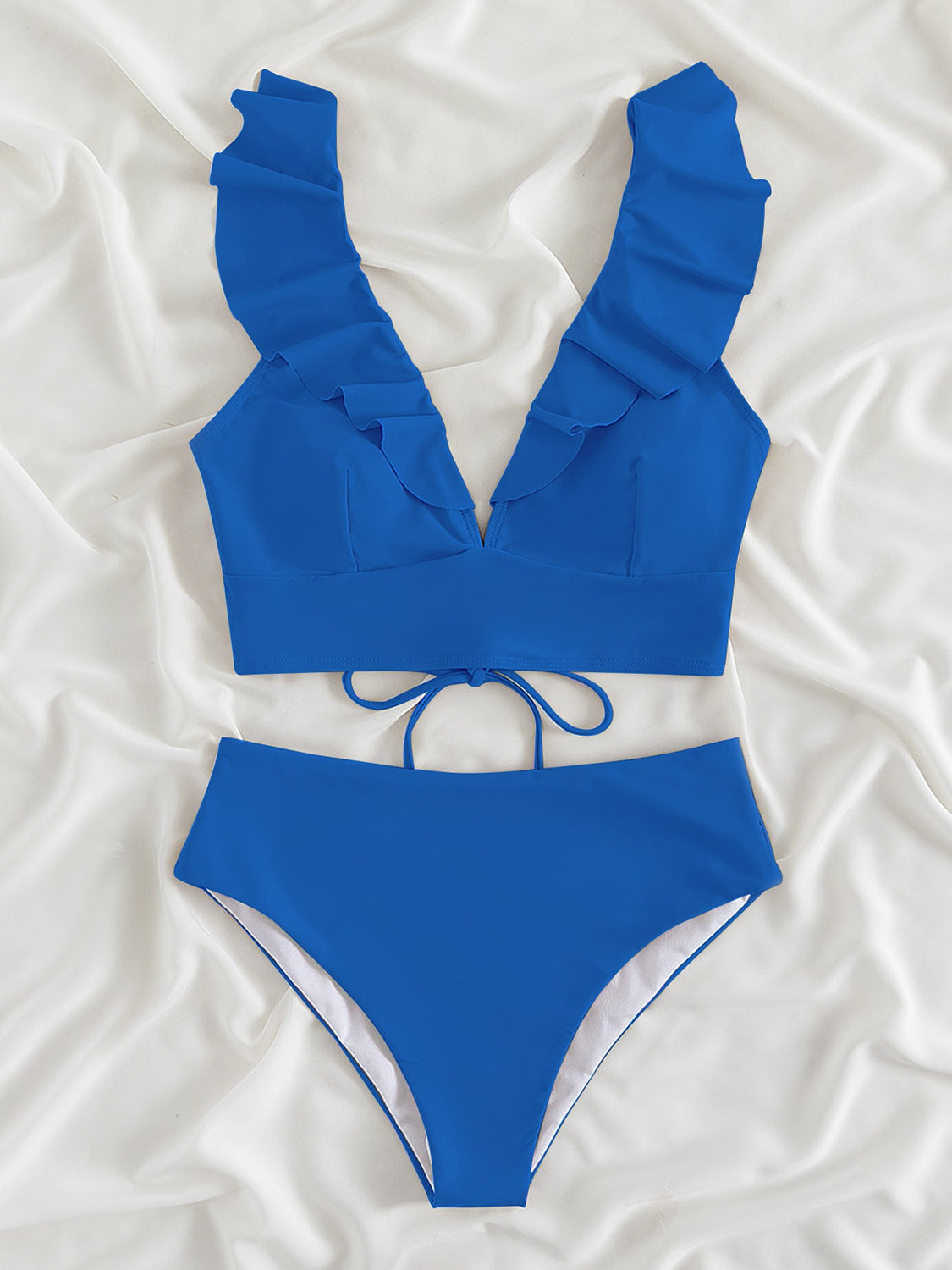 PREORDER- Ruffled V-Neck Sleeveless Two-Piece Swim Set