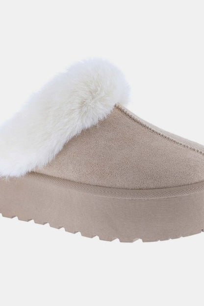 Cozy Luxe Snow Slippers-taupe