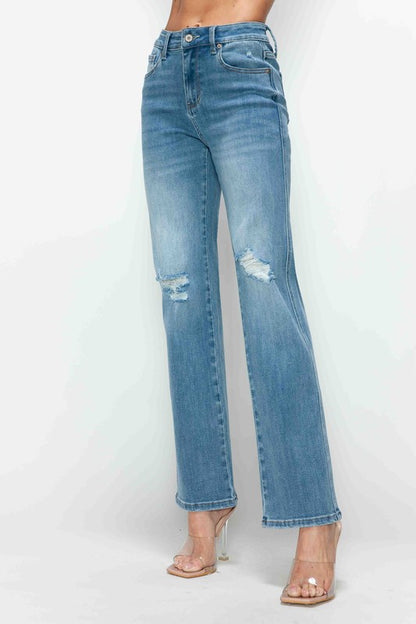 Distressed Darling High Rise Straight Jeans