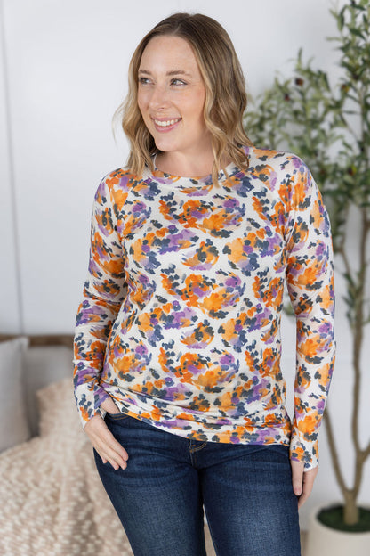 Michelle Mae Blair Long Sleeve Top - Autumn Purple Abstract