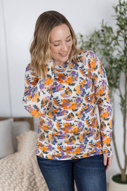 Michelle Mae Blair Long Sleeve Top - Autumn Purple Abstract