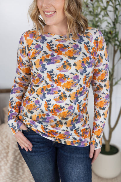 Michelle Mae Blair Long Sleeve Top - Autumn Purple Abstract