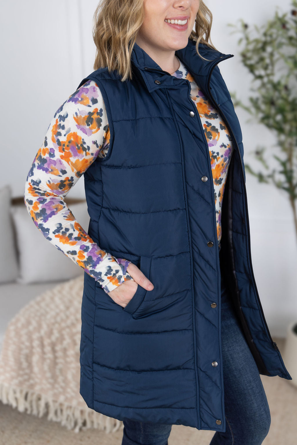 Michelle Mae Harlow Long Vest - Navy
