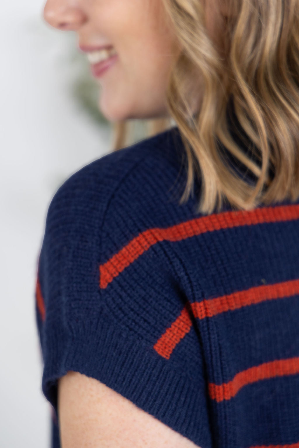Michelle Mae Striped Sweater Top - Navy