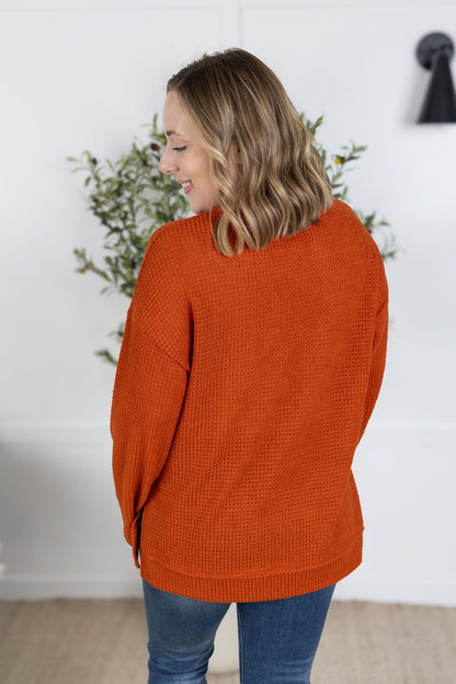 Michelle Mae Waffle Knit Long Sleeve Top - Pumpkin
