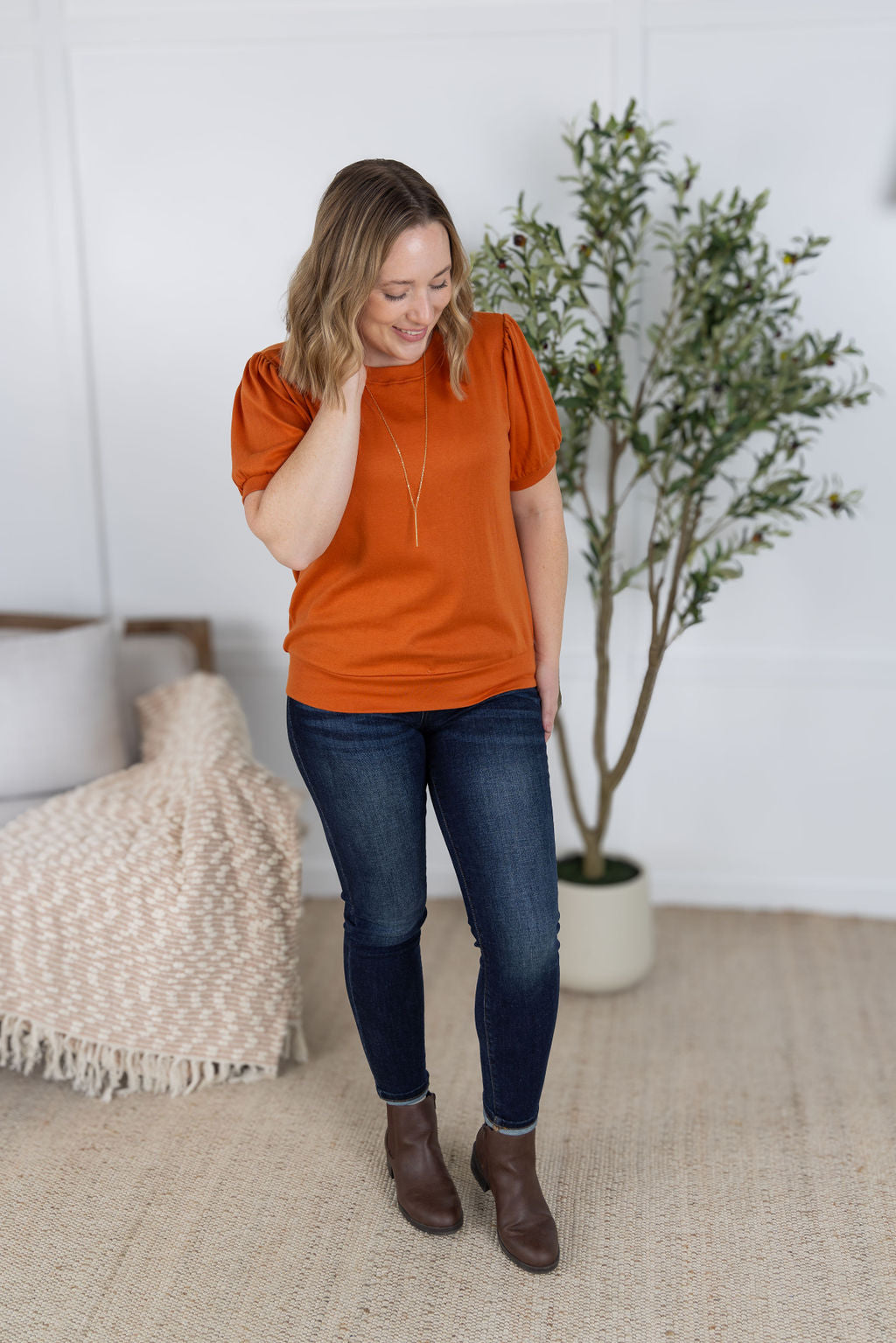 Michelle Mae Katie Cozy Top - Pumpkin