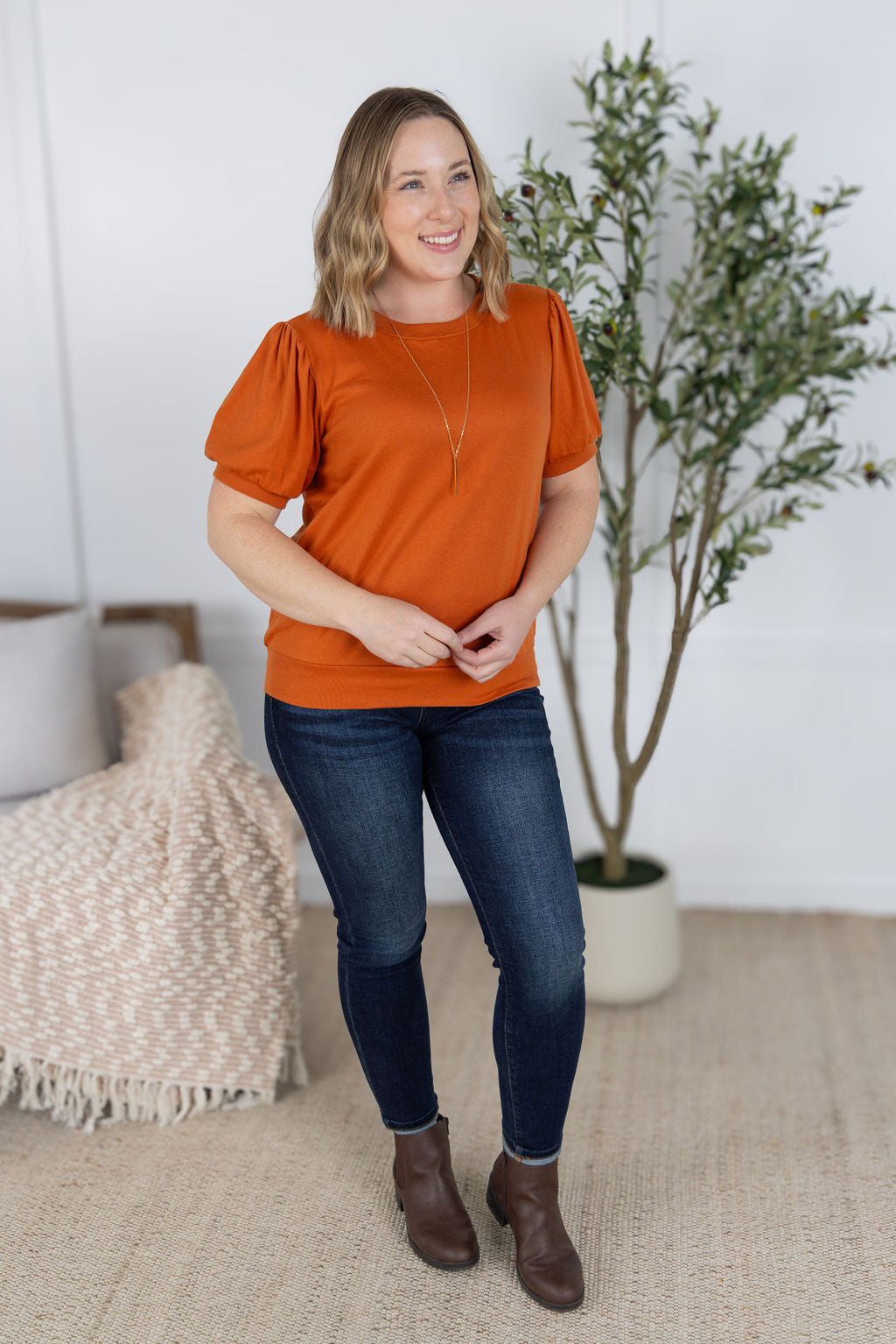 Michelle Mae Katie Cozy Top - Pumpkin