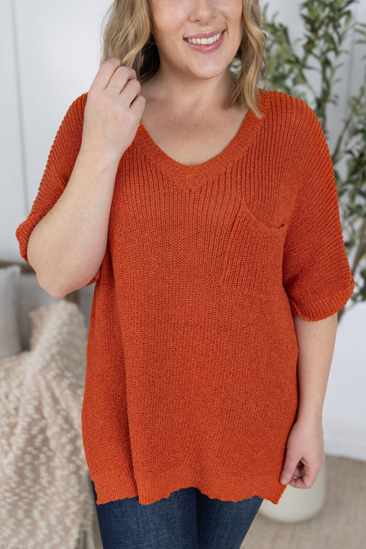 Michelle Mae Annie Open Knit Top - Pumpkin