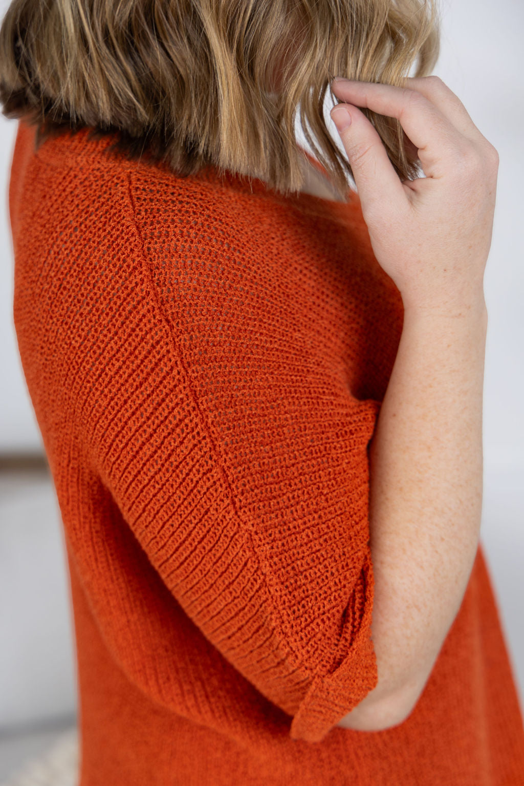 Michelle Mae Annie Open Knit Top - Pumpkin