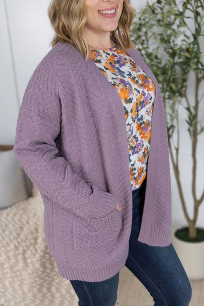 Michelle Mae Billie Open Knit Cardigan - Dusty Purple