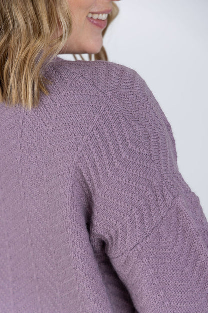Michelle Mae Billie Open Knit Cardigan - Dusty Purple