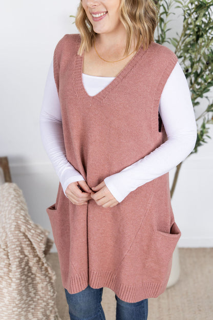 Michelle Mae Tunic Sweater Vest - Rose