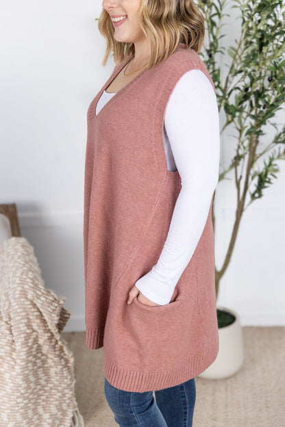 Michelle Mae Tunic Sweater Vest - Rose