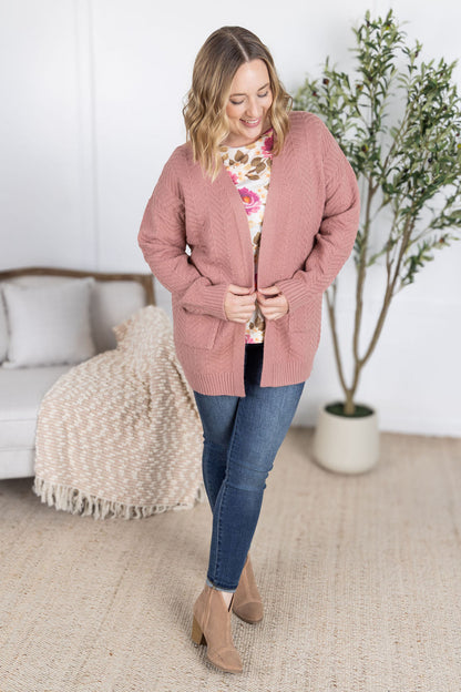 Michelle Mae Billie Open Knit Cardigan - Dusty Rose