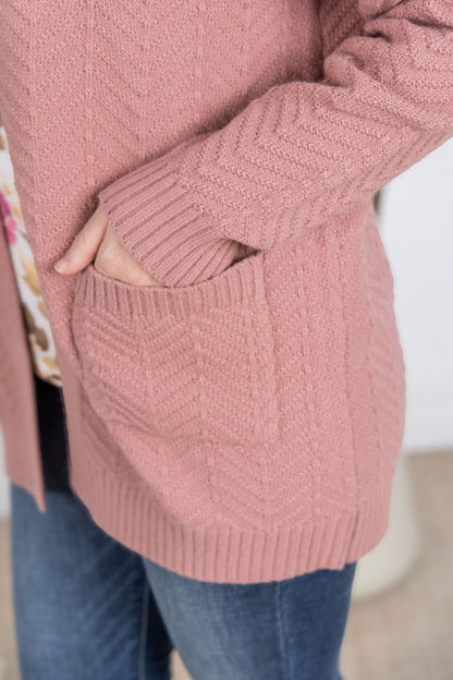 Michelle Mae Billie Open Knit Cardigan - Dusty Rose