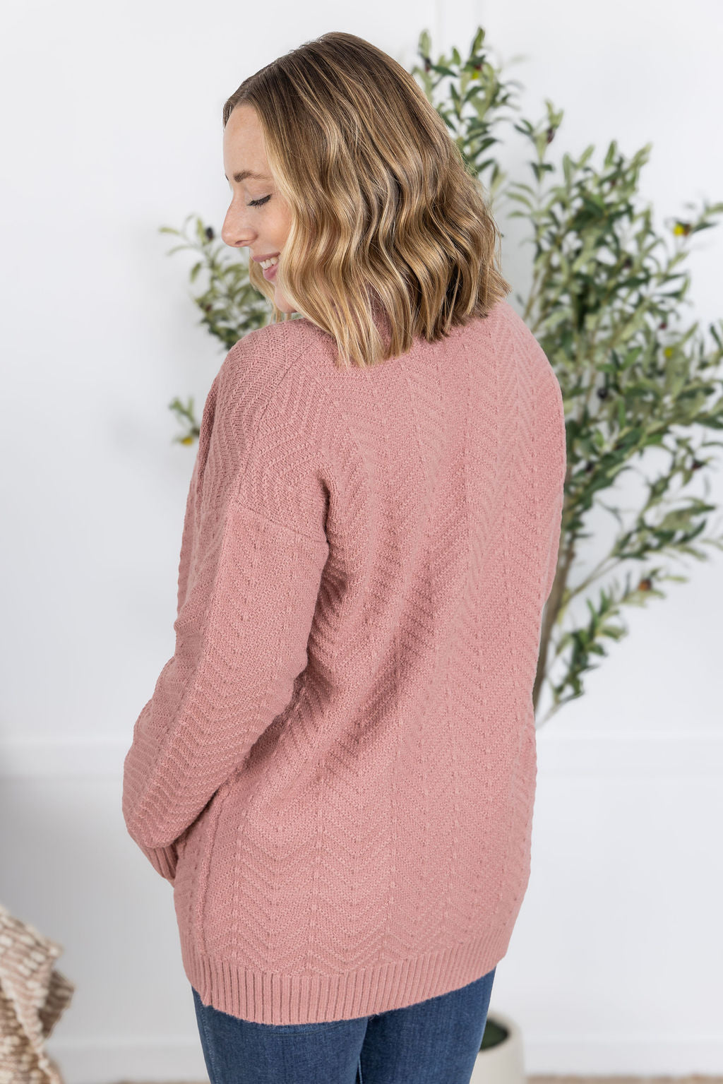 Michelle Mae Billie Open Knit Cardigan - Dusty Rose
