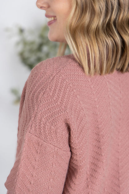 Michelle Mae Billie Open Knit Cardigan - Dusty Rose