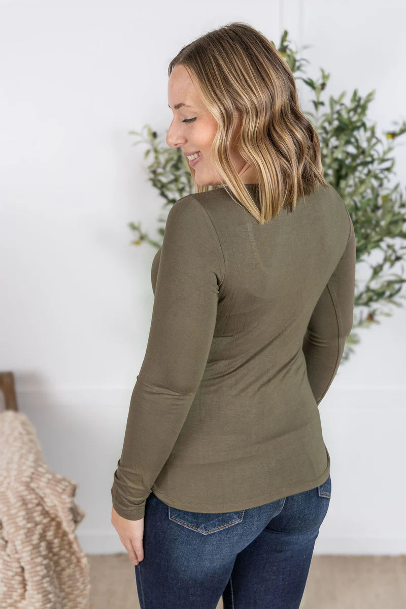 Michelle Mae Alyssa Long Sleeve Top - Olive