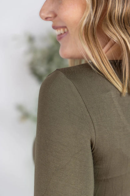 Michelle Mae Alyssa Long Sleeve Top - Olive