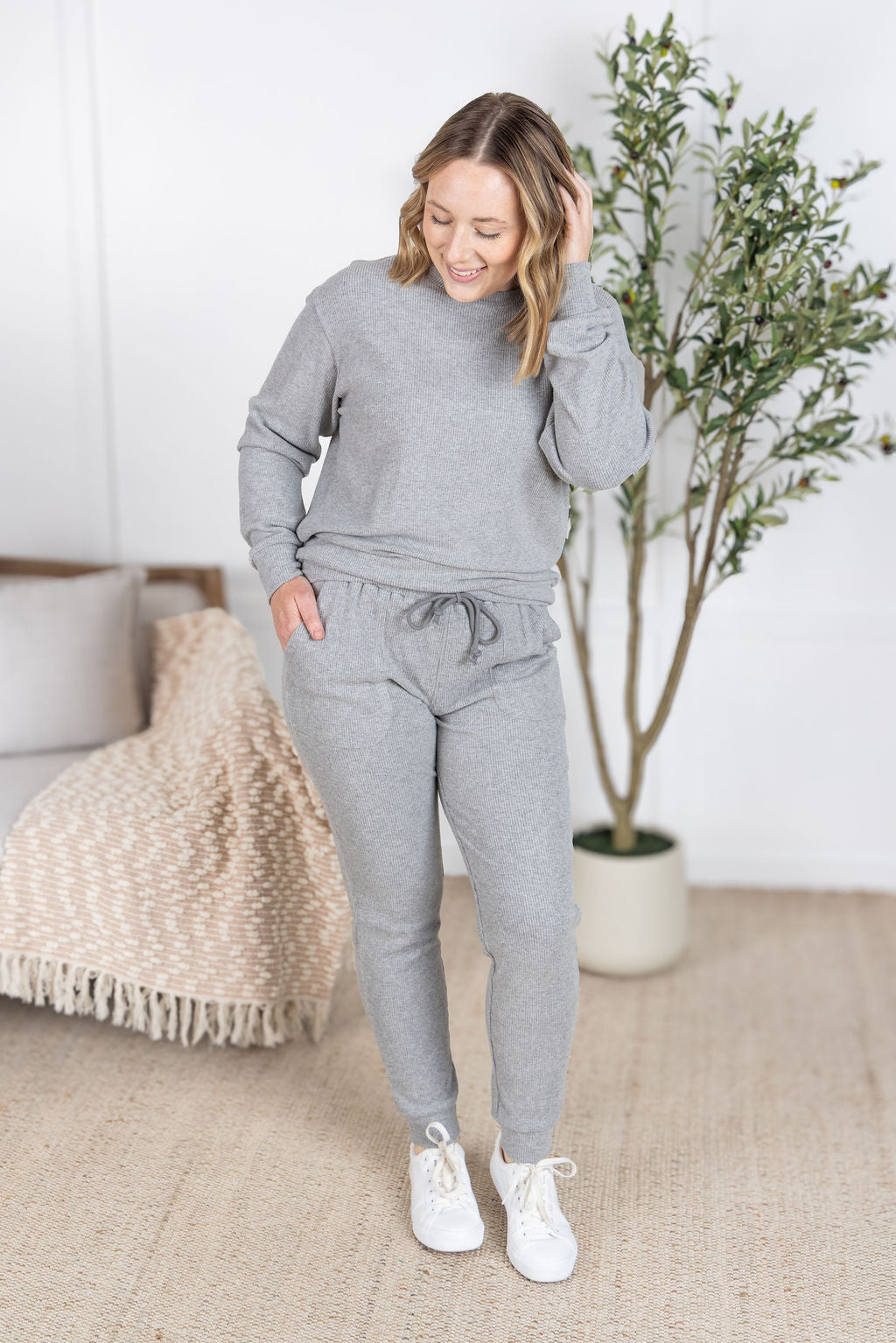 Michelle Mae Corrine Joggers - Light Grey