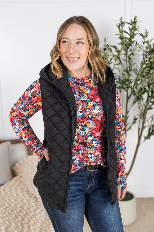 Michelle Mae Heather Hooded Vest - Black