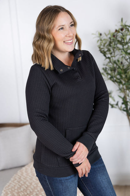 Michelle Mae Whitley Waffle Snap Pullover - Black