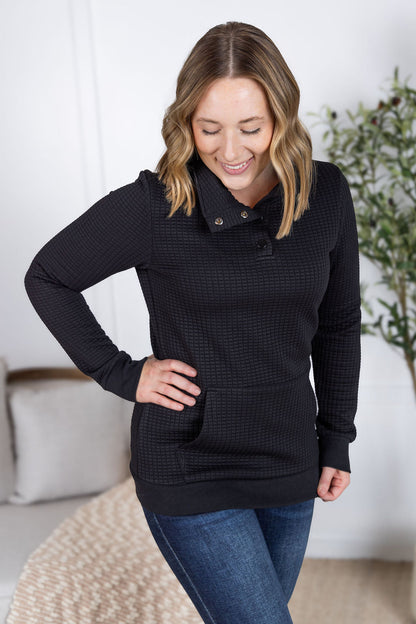 Michelle Mae Whitley Waffle Snap Pullover - Black