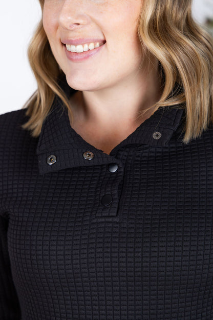 Michelle Mae Whitley Waffle Snap Pullover - Black