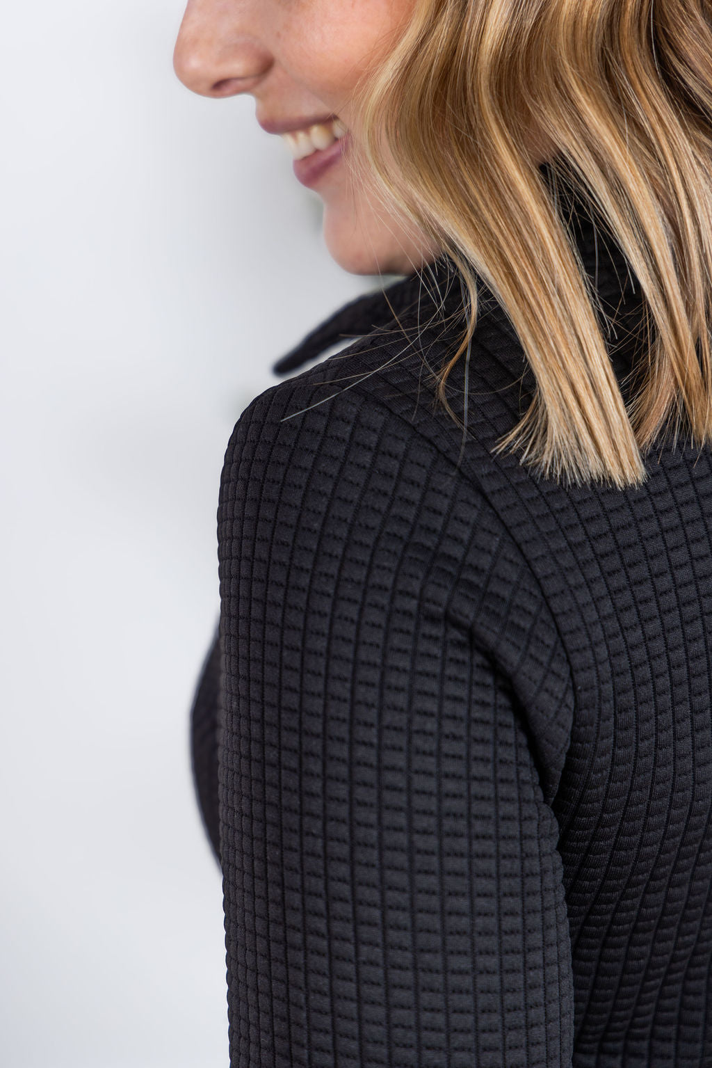 Michelle Mae Whitley Waffle Snap Pullover - Black